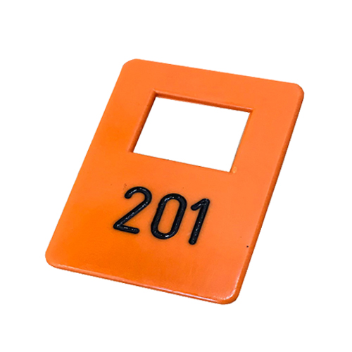 garderobelabel oranje genummerd (1-500) per stuk