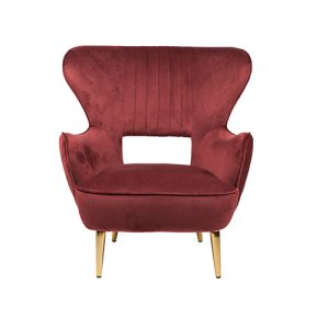 fauteuil velvet red zithoogte 42cm