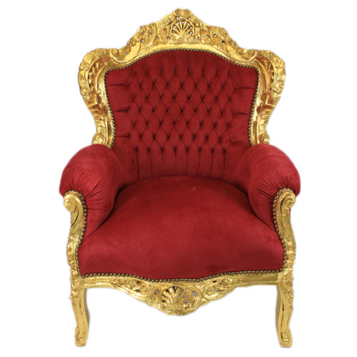 Sinterklaasstoel rood/goud 75x75x120cm(bxdxh) zithoogte 50cm