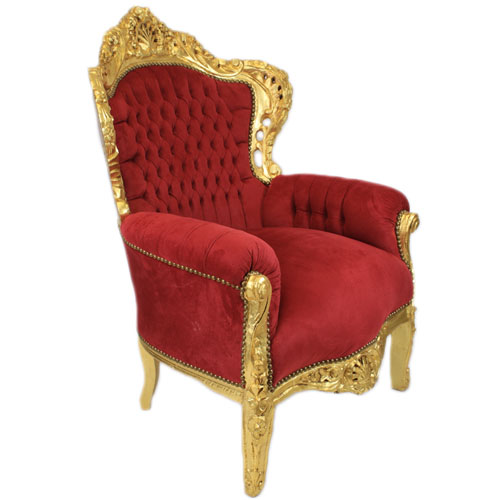 Sinterklaasstoel rood/goud 75x75x120cm(bxdxh) zithoogte 50cm
