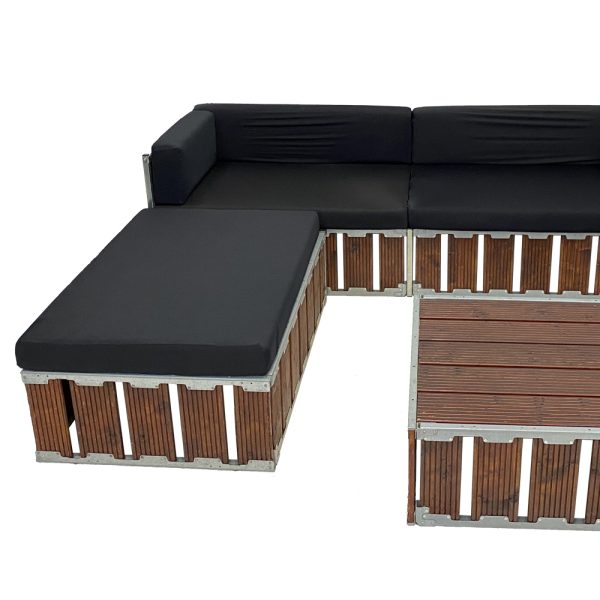 Bounge brown loungeset met kussens zwart zithoogte 45cm