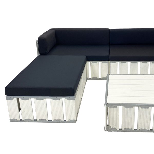 Bounge white loungeset met kussens zwart zithoogte 45cm