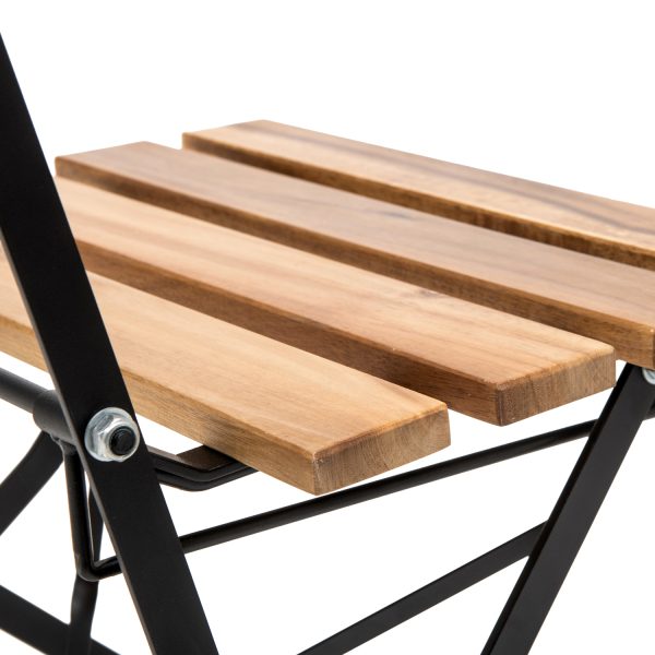 bistro chair / klapstoel hout, zwart stalen frame, zithoogte 44cm