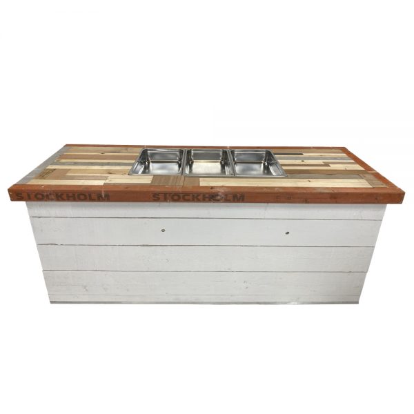 buffet Raww mixed white, bovenblad sloophout met uitsparing 3/1 gastronorm 217x81cm hoogte 90cm