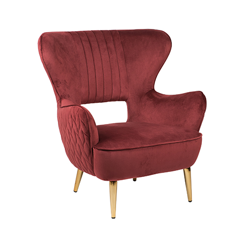 fauteuil velvet red zithoogte 42cm