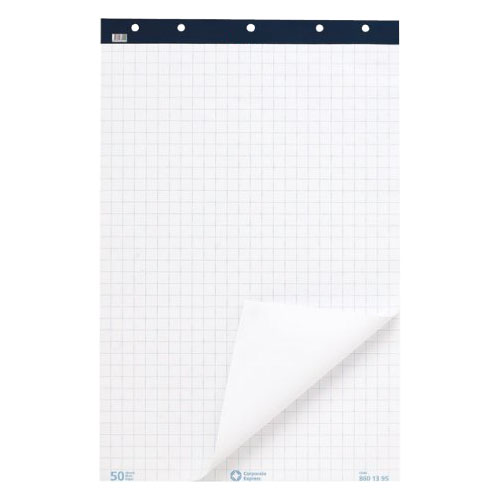 flipover papier 65x98cm (1 zijde wit/1 zijde geruit) per 2 pak 50vel*