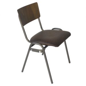 stoel vintage zitting leder koppelbaar zithoogte 48cm